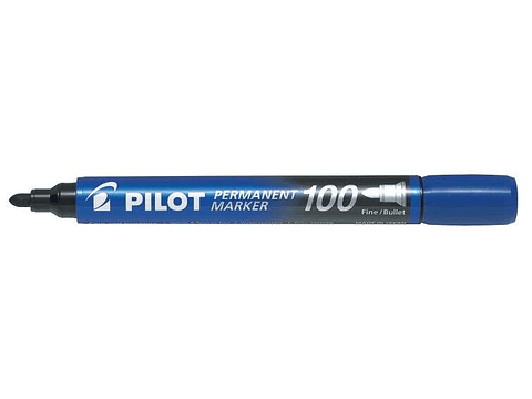 Pilot Rotulador Permanente 100 - Punta Fina de Bala 4,5mm - Trazo 1mm - Color Azul