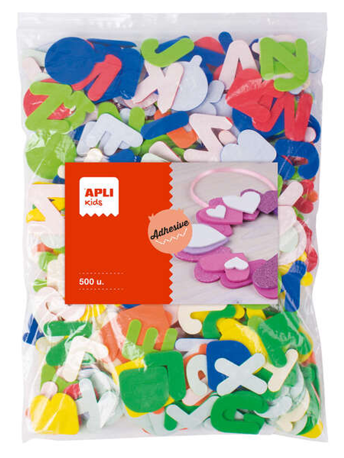 Apli Formas Goma Eva Adhesivas Letras 500U - Faciles de Pegar - Variadas Formas de Letras - 500 Unidades en El Paquete 1