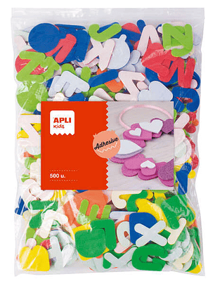Apli Formas Goma Eva Adhesivas Letras 500U - Faciles de Pegar - Variadas Formas de Letras - 500 Unidades en El Paquete