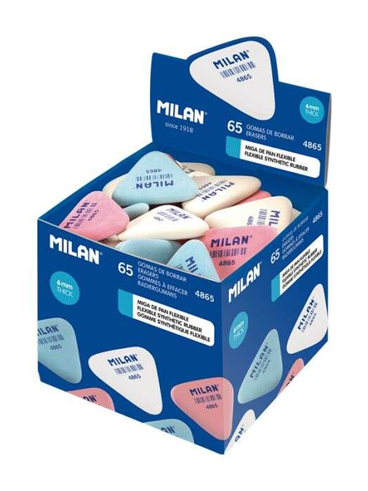 Milan 4865 Goma de Borrar Triangular Flexible - Miga de Pan - Caucho Sintetico - Colores Surtidos 1