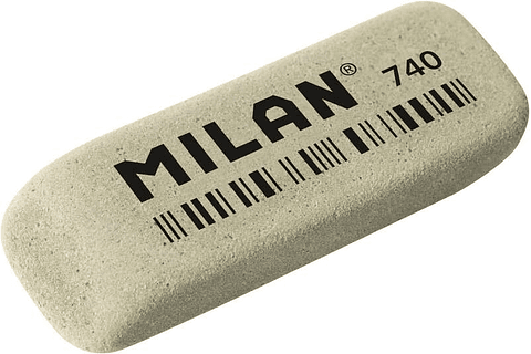 Milan 740G Goma de Borrar Abrasiva Biselada - Flexible - Miga de Pan - Caucho - Color Gris