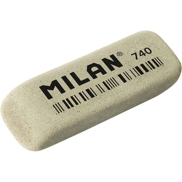 Milan 740G Goma de Borrar Abrasiva Biselada - Flexible - Miga de Pan - Caucho - Color Gris
