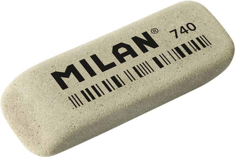 Milan 740G Goma de Borrar Abrasiva Biselada - Flexible - Miga de Pan - Caucho - Color Gris 1