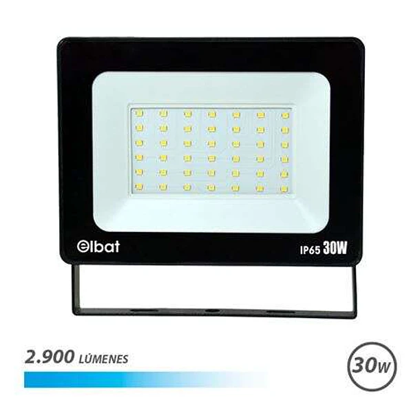 Elbat Foco LED de 30W - Potencia: 30W - Lumenes: 2900 - 6.500K Luz Fria - 30.000 - 50.000 Horas de Vida - Angulo 120º - Proteccion: IP65 para Usar en