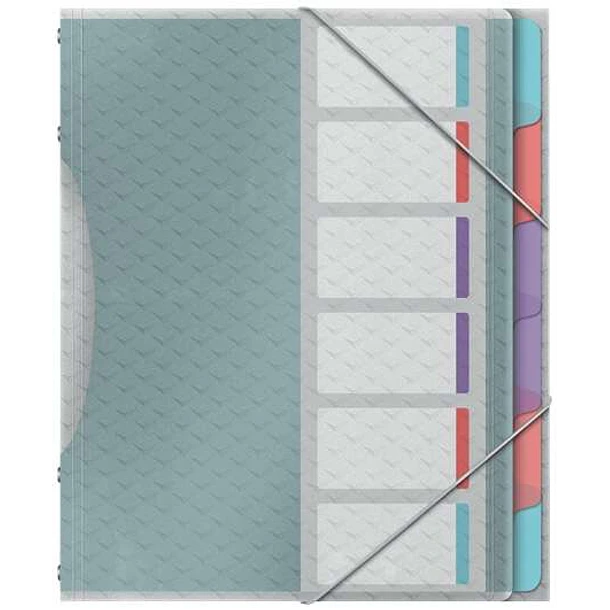Esselte Colour'Breeze Clasificador con 6 Pestañas Multicolor - Para Formato A4 - 3 Solapas en la Contraportada - Polpropileno en Relieve - Cierre con