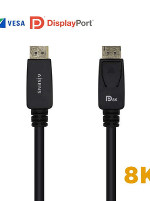 Aisens Cable Displayport Certificado V1.4 8K@60hz - DP/M-DP/M - 3.0m - Color Negro