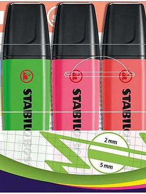 Stabilo Boss 70 Pack de 6 Marcadores Fluorescentes - Trazo entre 2 y 5mm - Recargable - Tinta con Base de Agua - Colores Surtidos