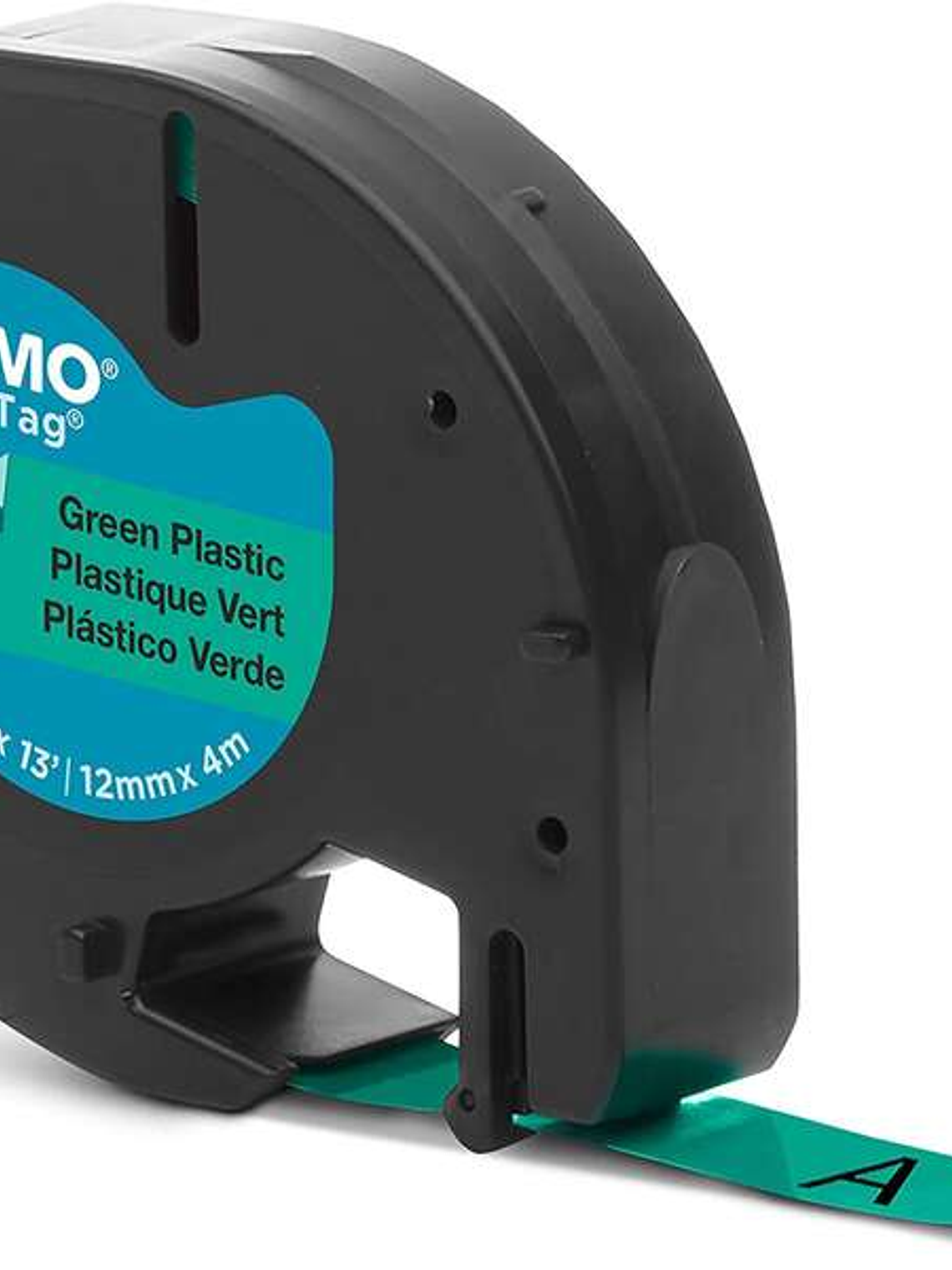 Dymo LetraTag S0721640 Cinta de Etiquetas Original para Rotuladora - Texto negro sobre fondo verde - Ancho 12mm x 4 metros (91204) 1