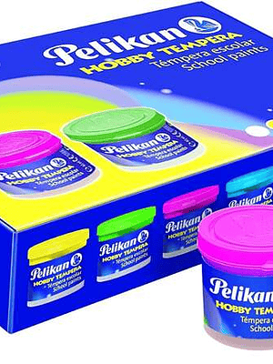Pelikan Pack de 6 Botes de Tempera 40ml + Pincel - Consistencia Pastosa - Resistente a la Luz - Colores Surtidos
