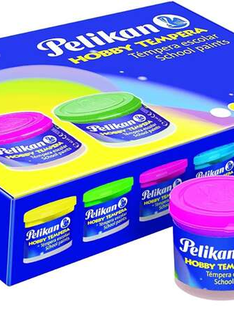 Pelikan Pack de 6 Botes de Tempera 40ml + Pincel - Consistencia Pastosa - Resistente a la Luz - Colores Surtidos 1
