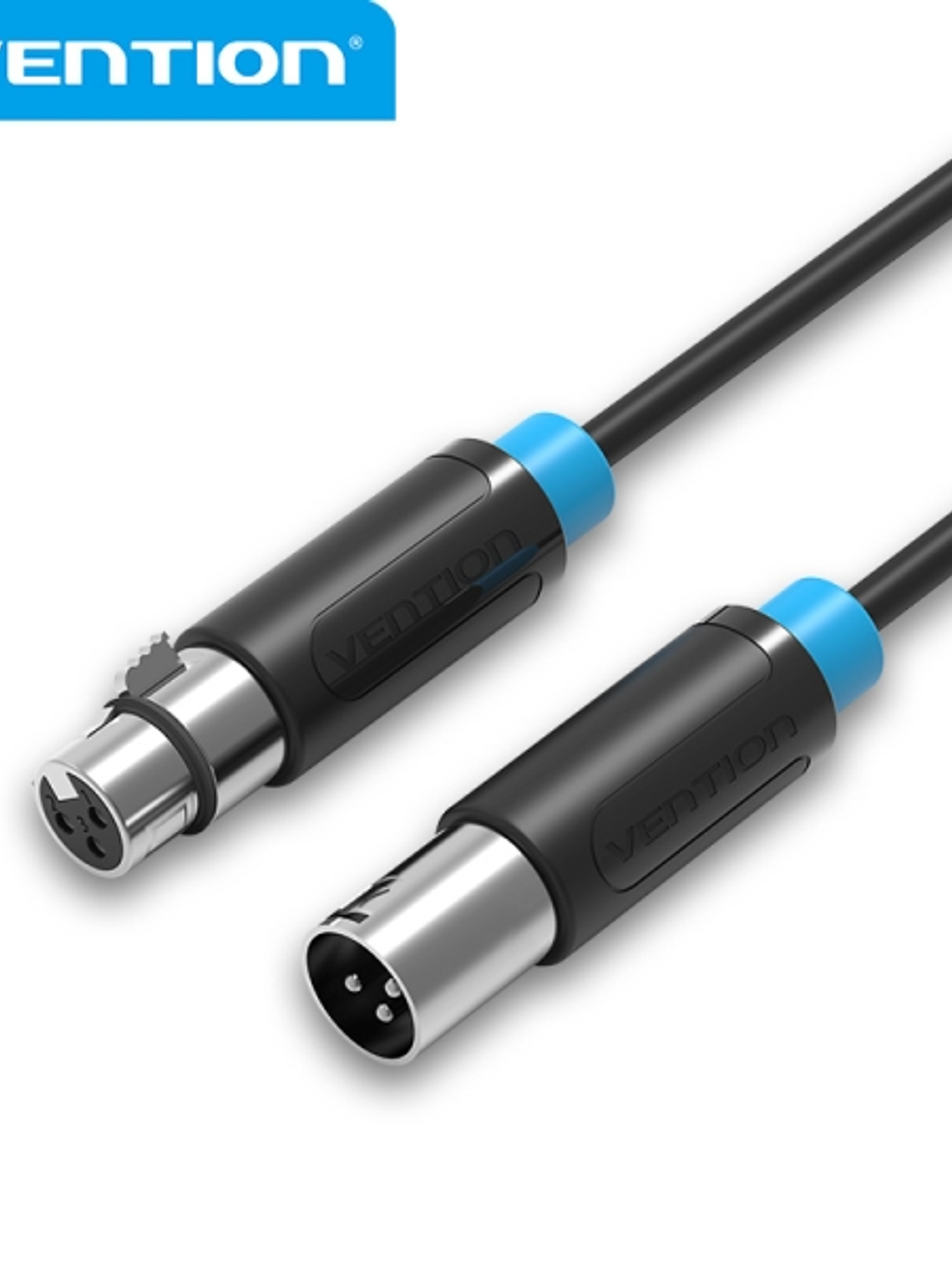 Vention Cable de Microfono XLR - Conectores Bañados en Oro - Conductor de Bronce Esmaltado - Color Negro 1