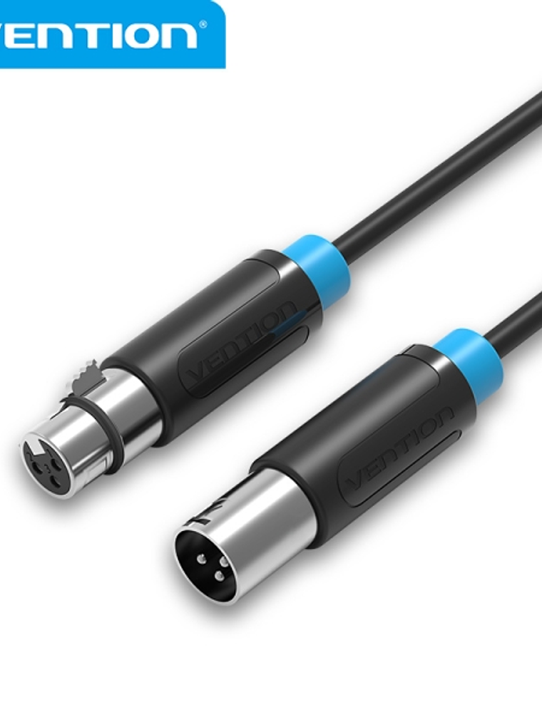 Vention Cable de Microfono XLR - Conectores Bañados en Oro - Conductor de Bronce Esmaltado - Color Negro 1