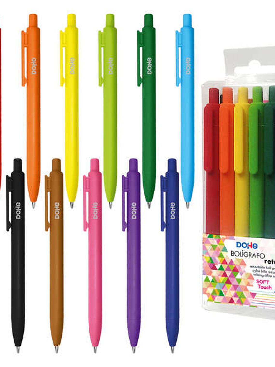 Dohe Pack de 12 Boligrafos Retractiles - Tinta a Juego con el Cuerpo - Blister Incluido 1