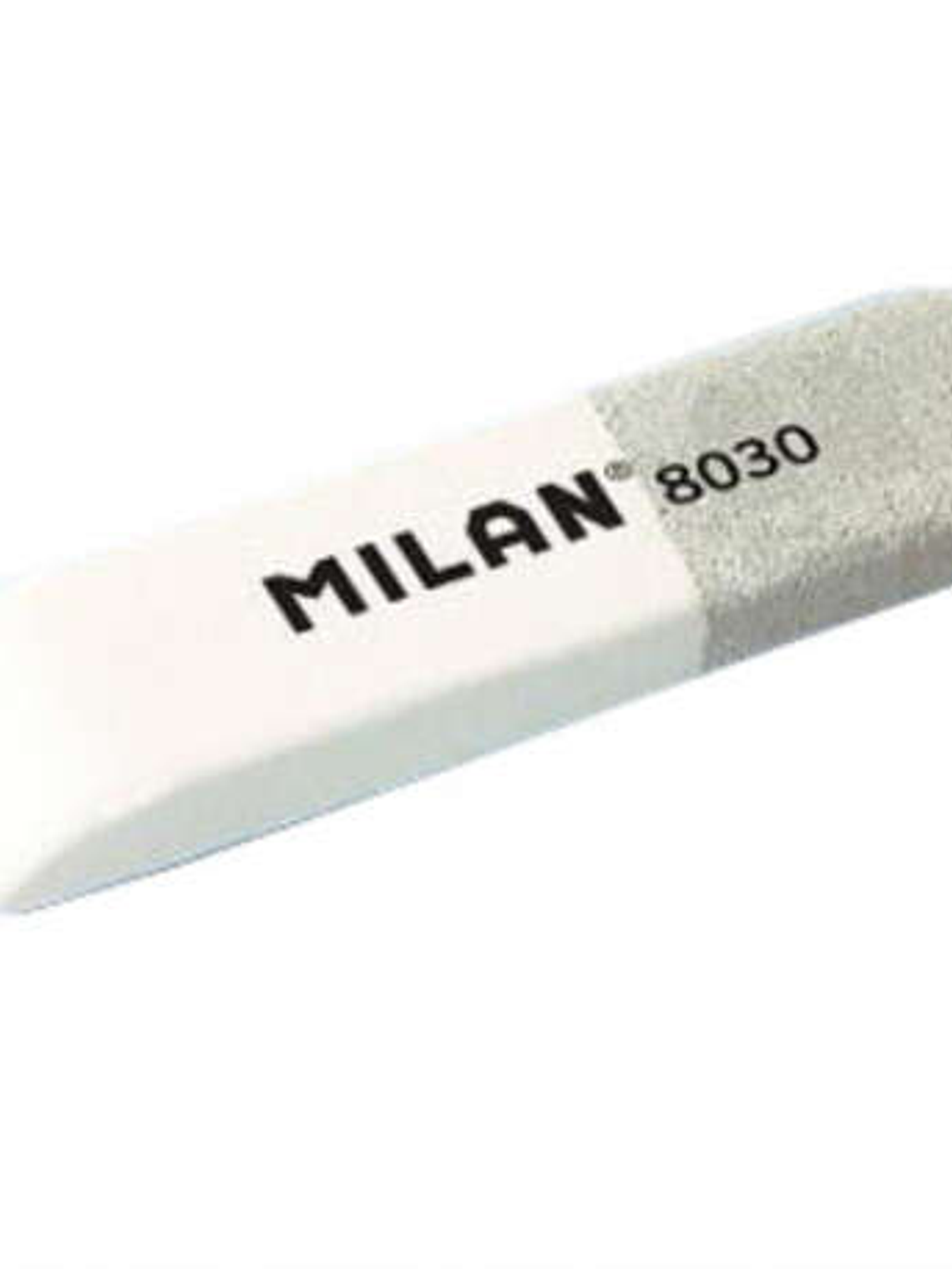 Milan 8030 Goma de Borrar Biselada - Doble Uso - Flexible - Miga de Pan - Caucho - Color Blanco/Gris 1