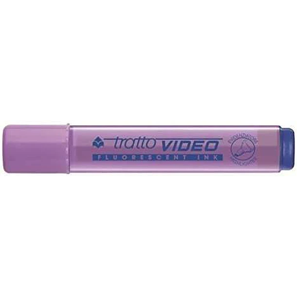 Tratto Video Marcador Fluorescente - Punta Biselada - Tinta Base de Agua - Secado Rapido - Color Lila Fluorescente