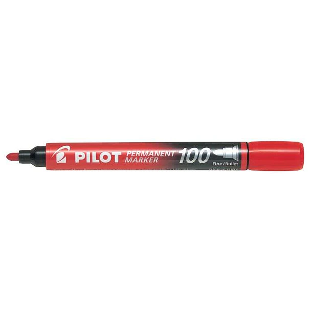 Pilot Rotulador Permanente 100 - Punta de Bala 4,5mm - Trazo 1mm - Color Rojo