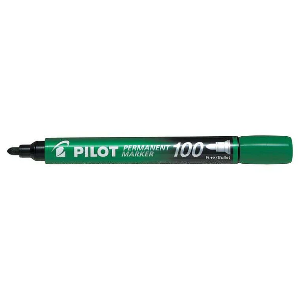 Pilot Rotulador Permanente 100 - Punta Fina de Bala 4,5mm - Trazo 1mm - Color Verde
