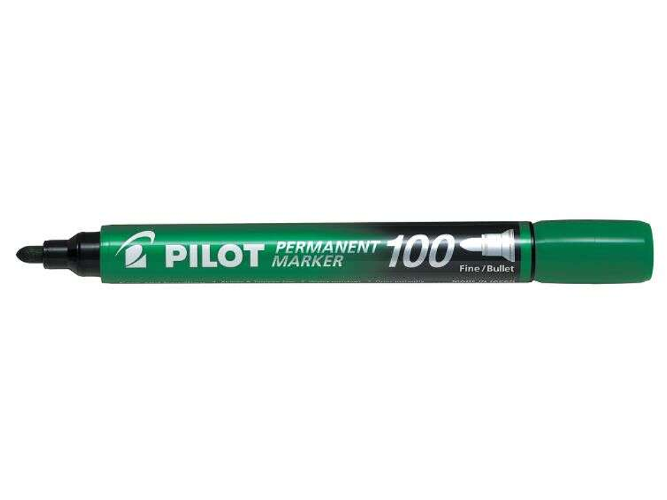Pilot Rotulador Permanente 100 - Punta Fina de Bala 4,5mm - Trazo 1mm - Color Verde 1