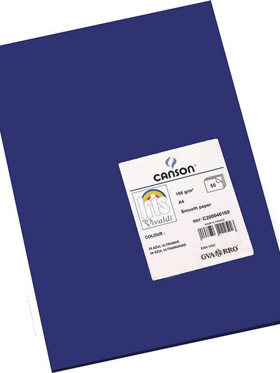 Canson Guarro Pack de 50 Cartulinas Iris A4 de 185g - 21x29.7cm - Color Azul Ultramar 1