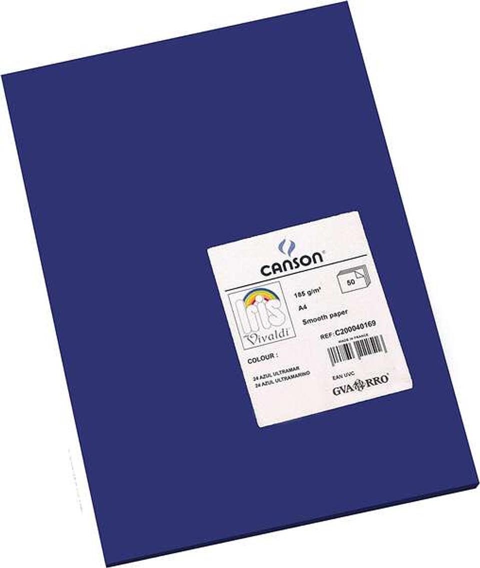 Canson Guarro Pack de 50 Cartulinas Iris A4 de 185g - 21x29.7cm - Color Azul Ultramar 1