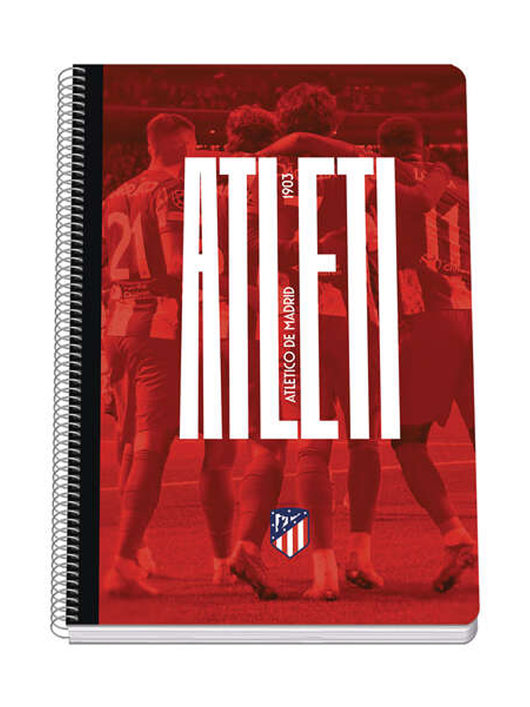 Dohe Atletico de Madrid Atleti Cuaderno Espiral Tapa Rigida - Tamaño Folio de 80 Hojas 90gr - Hojas con Cuadricula 4mm 1