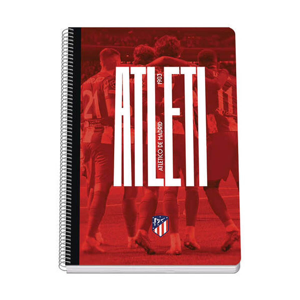 Dohe Atletico de Madrid Atleti Cuaderno Espiral Tapa Rigida - Tamaño Folio de 80 Hojas 90gr - Hojas con Cuadricula 4mm 1