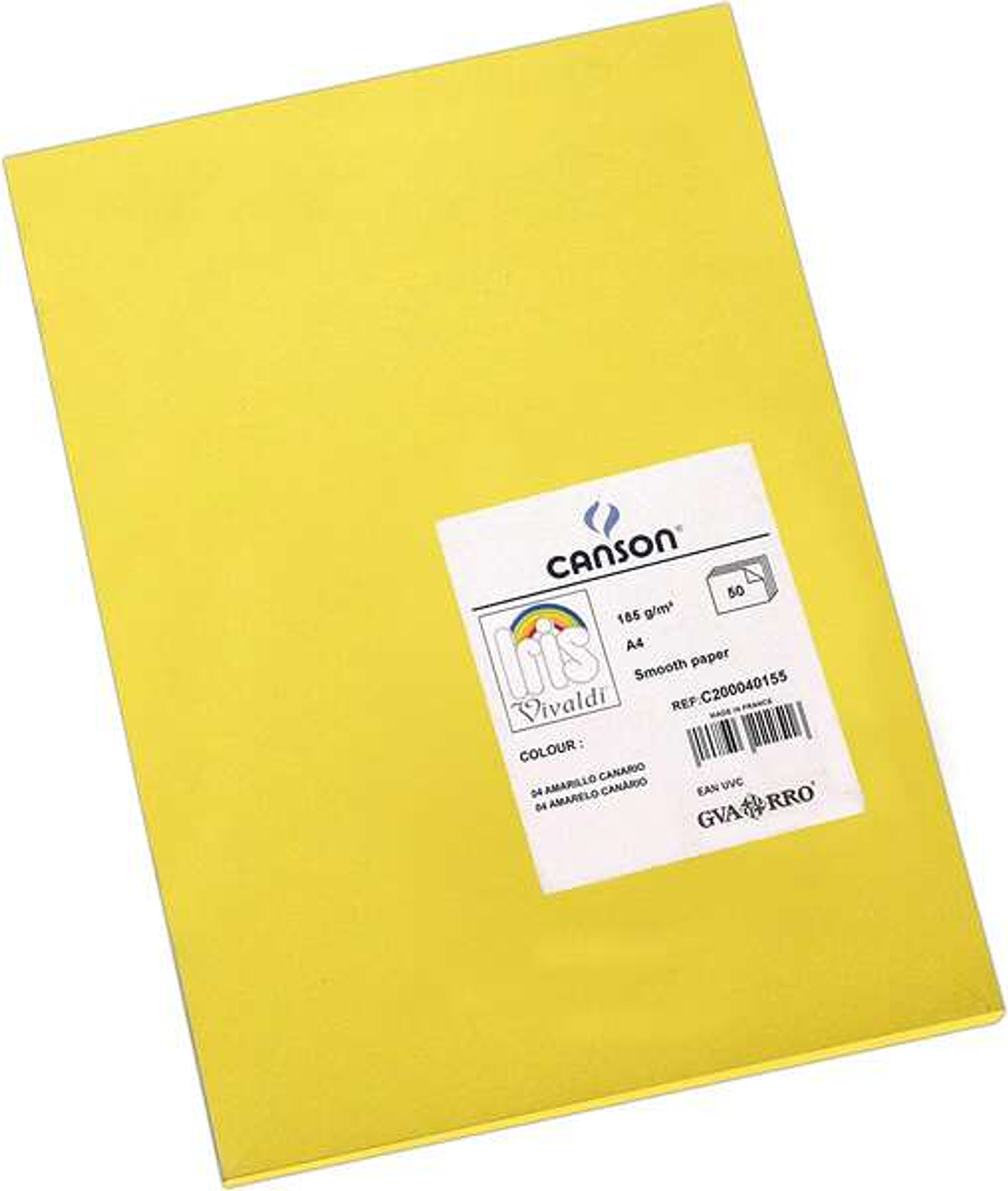 Canson Guarro Pack de 50 Cartulinas Iris A4 de 185g - 21x29.7cm - Color Amarillo Canario 1