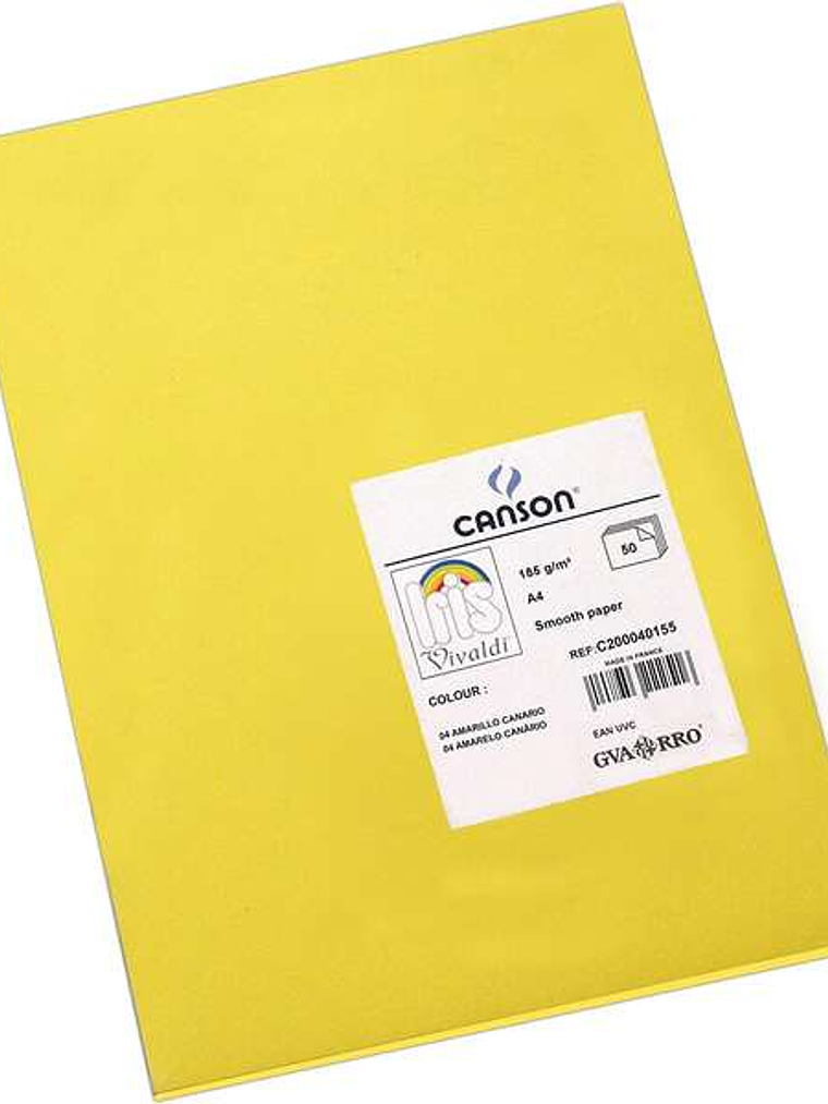 Canson Guarro Pack de 50 Cartulinas Iris A4 de 185g - 21x29.7cm - Color Amarillo Canario 1