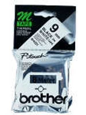 Brother MK221BZ Cinta No Laminada Original de Etiquetas - Texto Negro sobre Fondo Blanco - Ancho 9mm x 8 metros