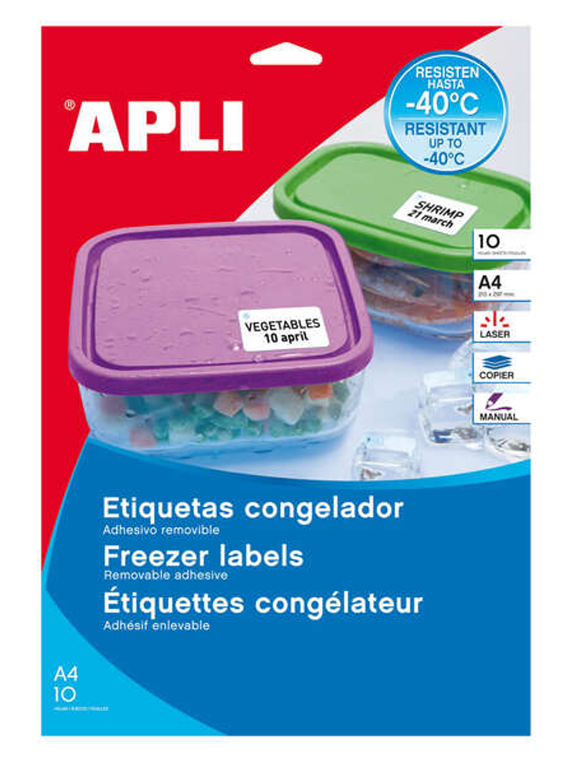 Apli Etiquetas Blancas Especial Congelador 63.5 x 33.9mm 10 Hojas 1