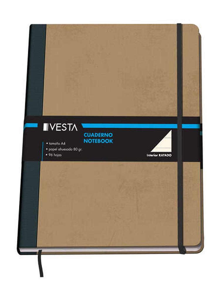 Dohe Cuaderno Cartone con Puntas Redondeadas - 96 Hojas de Papel Ahuesado de 80gr - Tapa en Tres Piezas con Lomera de Tela - Cierre de Gomas y Cinta d 1