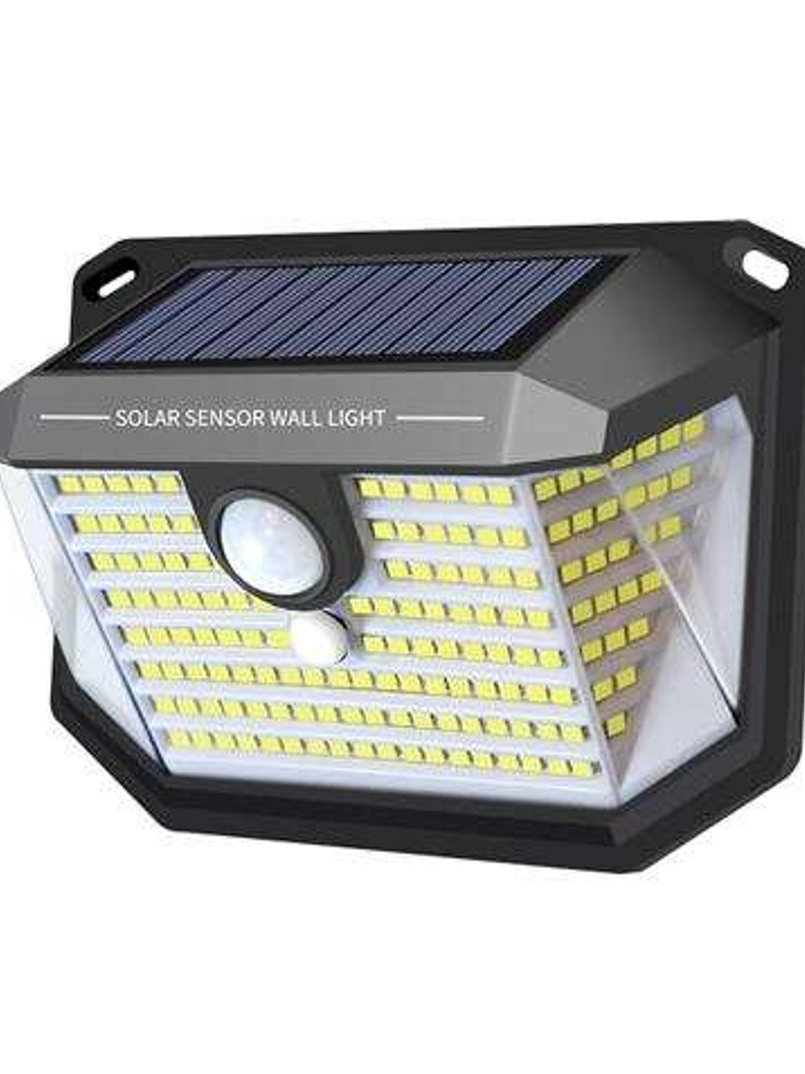 Elbat Aplique Solar LED 150lm con 3 Caras de Iluminacion - Sensor de Movimiento - Panel Solar Integrado 5.5V, 0.33W - Bateria 3.7V, 1200mAh 1