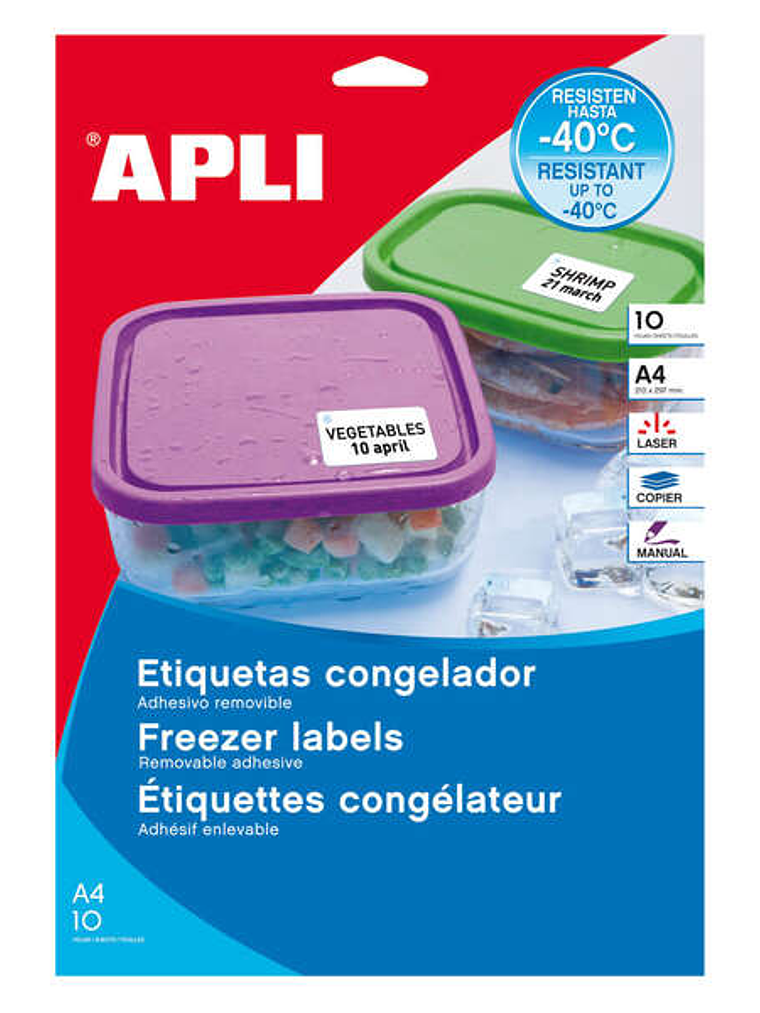 Apli Etiquetas Blancas Especial Congelador 210 x 148mm 10 Hojas 1