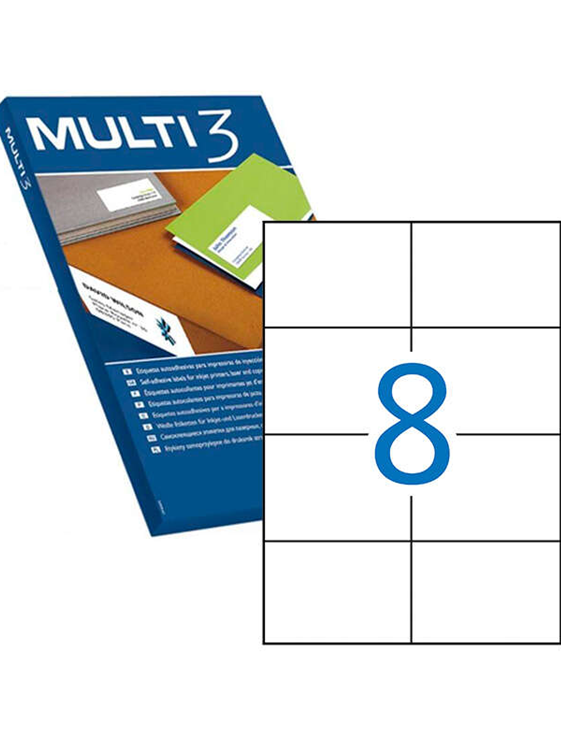 Multi3 Pack de 800 Etiquetas Blancas Cantos Rectos Tamaño 105.0X74.0mm con Adhesivo Permanente para Multiples Usos 1