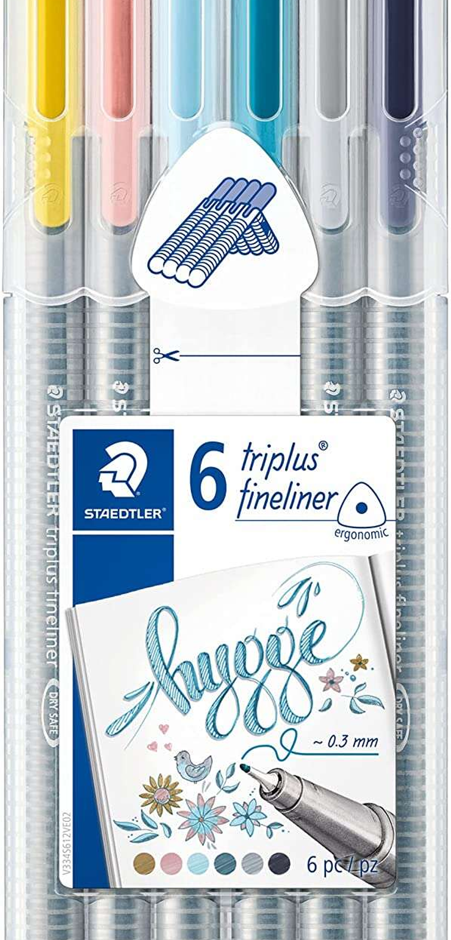 Staedtler Triplus Fineliner 334 Pack de 6 Rotuladores de Punta Fina - Trazo 0.3mm Aprox - Tinta Base de Agua - Colores Surtidos 1