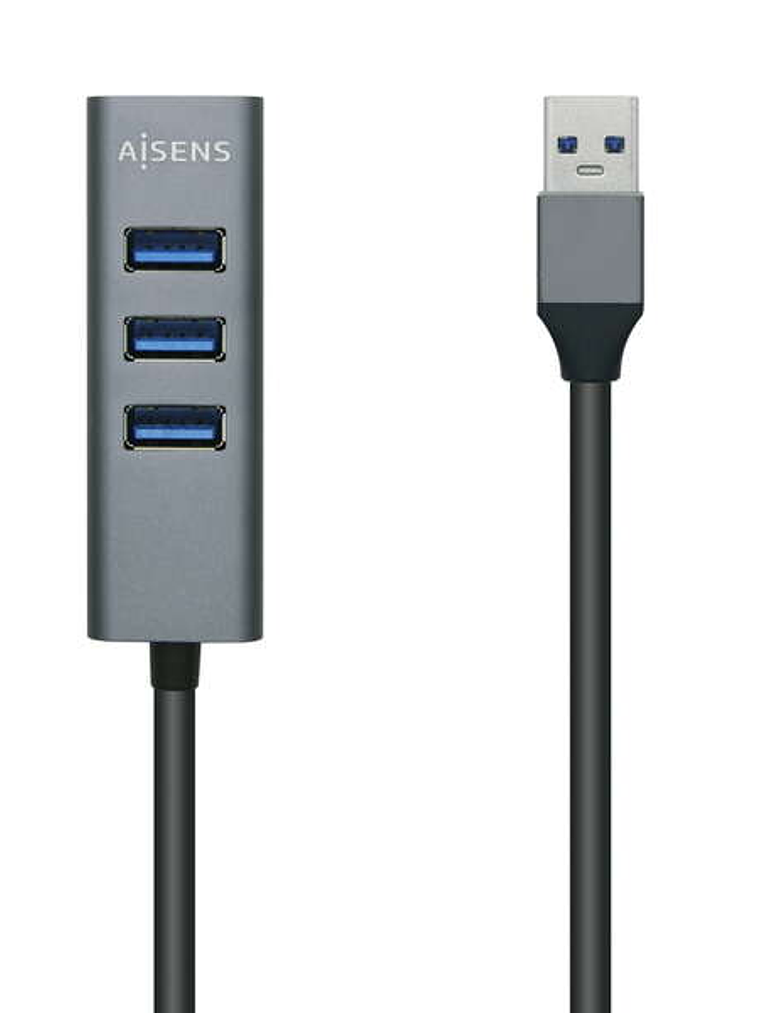 Aisens Hub USB 3.0 Aluminio - Tipo A Macho a 4xTipo A Hembra - 10cm 1