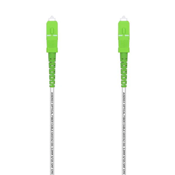 Aisens Cable Fibra Optica Latiguillo G657A2 3.0 9/125 SMF Simplex CPR Dca LSZH - SC/APC-SC/APC - 50M - Color Blanco