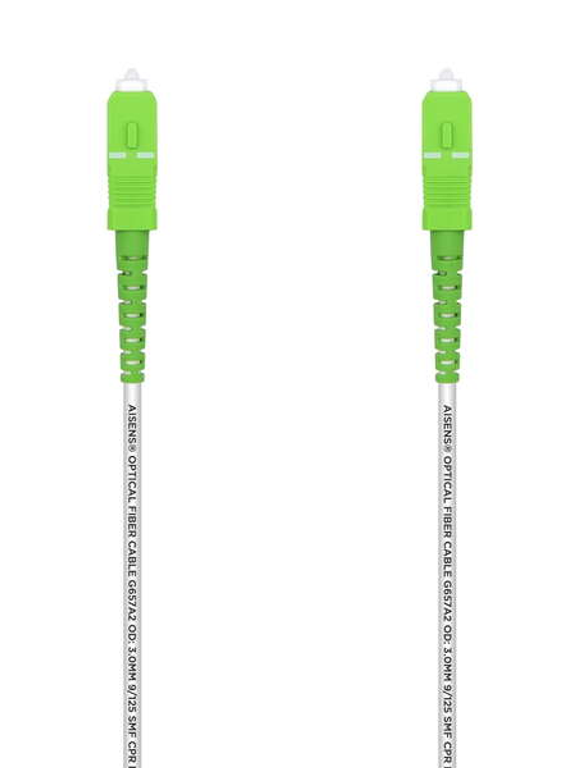 Aisens Cable Fibra Optica Latiguillo G657A2 3.0 9/125 SMF Simplex CPR Dca LSZH - SC/APC-SC/APC - 50M - Color Blanco 1
