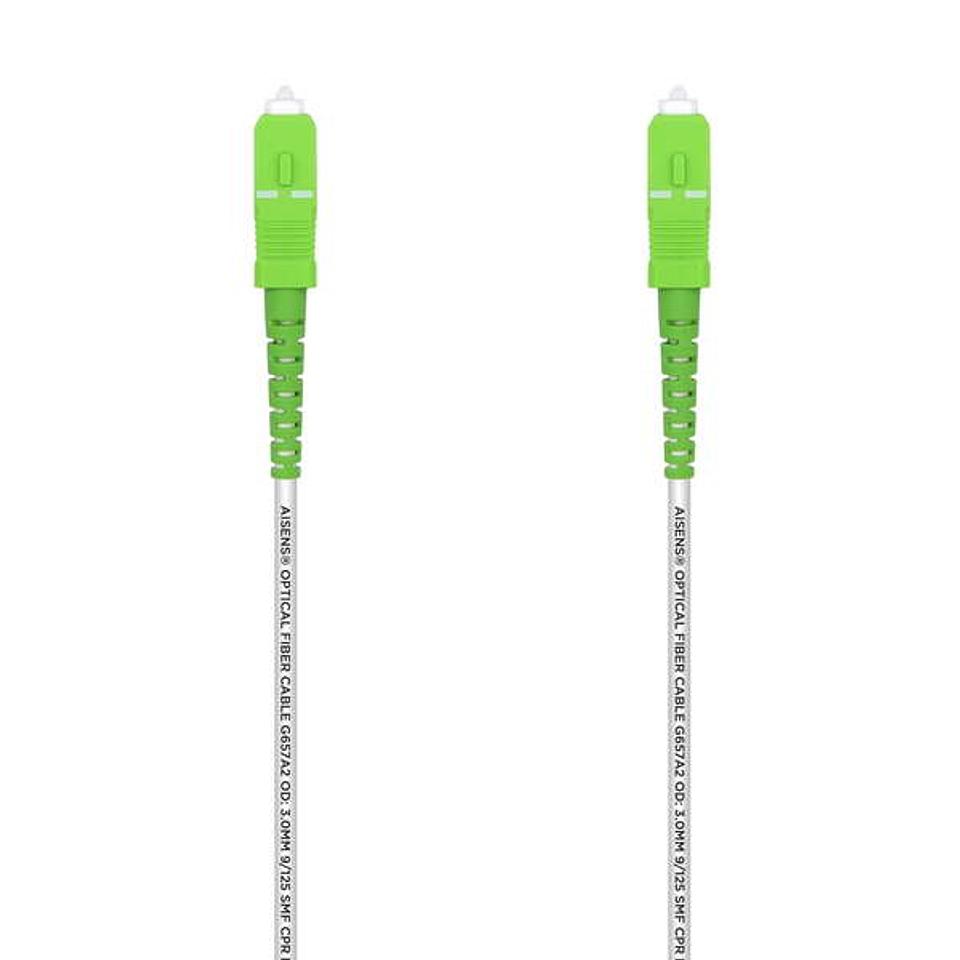 Aisens Cable Fibra Optica Latiguillo G657A2 3.0 9/125 SMF Simplex CPR Dca LSZH - SC/APC-SC/APC - 50M - Color Blanco 1