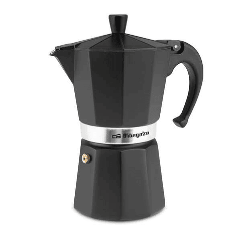 Orbegozo KFN 610 Cafetera de Aluminio Negra - Capacidad para Seis Tazas - Utilizable en Cocinas a Gas - Electricas y Vitroceramica - Asa Ergonomica -