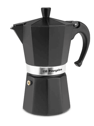 Orbegozo KFN 610 Cafetera de Aluminio Negra - Capacidad para Seis Tazas - Utilizable en Cocinas a Gas - Electricas y Vitroceramica - Asa Ergonomica -