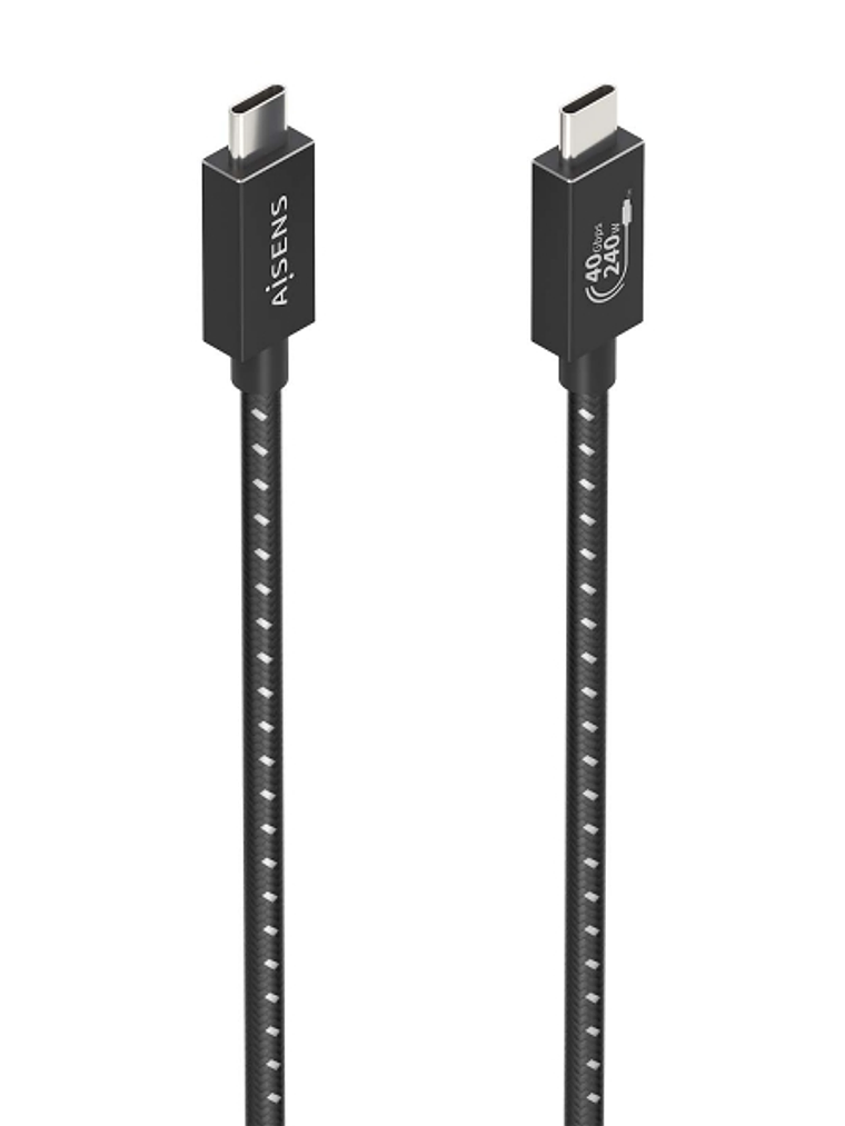 Aisens Cable USB4 Gen3x2 Aluminio 40Gbps 8K@60Hz 5A 48V 240W E-Mark - Tipo USB-C/M-USB-C/M - 1.5m - Color Negro 1