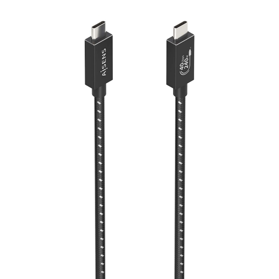 Aisens Cable USB4 Gen3x2 Aluminio 40Gbps 8K@60Hz 5A 48V 240W E-Mark - Tipo USB-C/M-USB-C/M - 1.5m - Color Negro 1