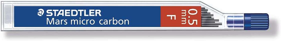 Staedtler Mars Micro Carbon 250 Tubo de 12 Minas de Grafito - Dureza F - Trazo 0.5mm - Alta Resistencia 1