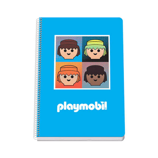 Dohe Playmobil Cuaderno Espiral Folio Cuadricula 4x4 80 hojas en Papel Offset 90gr - Cubierta Impresa a todo Color y Plastificada en Brillo - Guardas