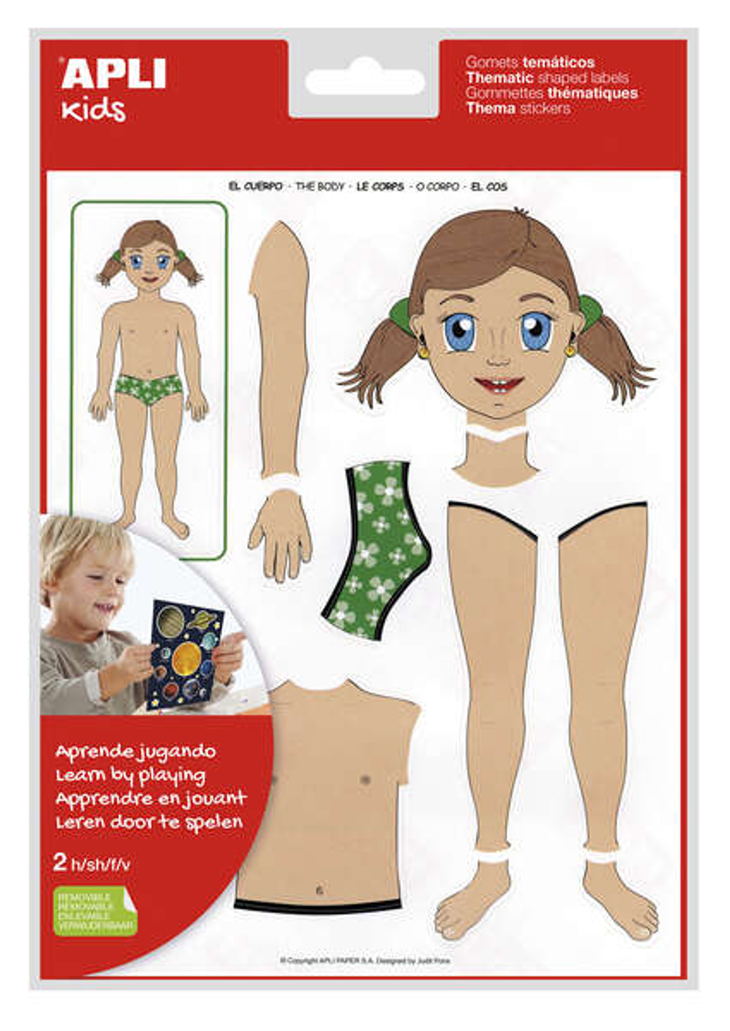 Apli Bolsa de Gomets Tematicos el Cuerpo - 26 Gomets - Adhesivo Removible - Desarrollados con Educadores - Ayuda a Identificar Partes del Cuerpo - Des 1