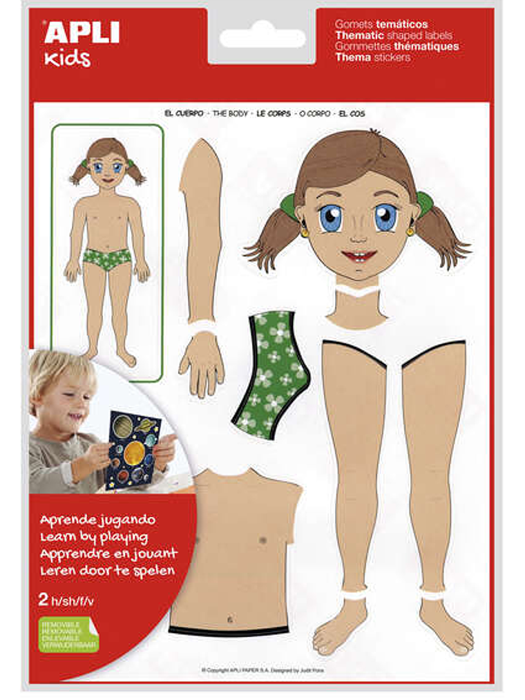 Apli Bolsa de Gomets Tematicos el Cuerpo - 26 Gomets - Adhesivo Removible - Desarrollados con Educadores - Ayuda a Identificar Partes del Cuerpo - Des 1