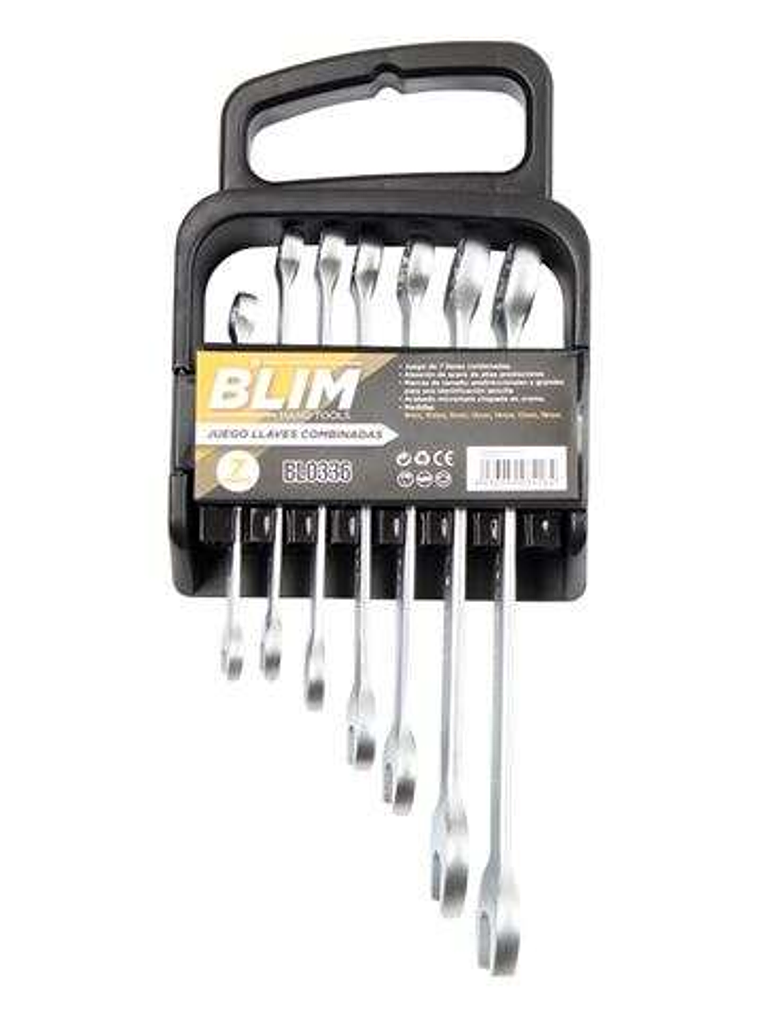 Blim Juego de 7 Llaves Combinadas - Cromo Vanadio - Marcas de Tamaño Unidireccionales y Grandes - Acabado Micromate Chapado en Cromo - Medidas: 8 mm,  1