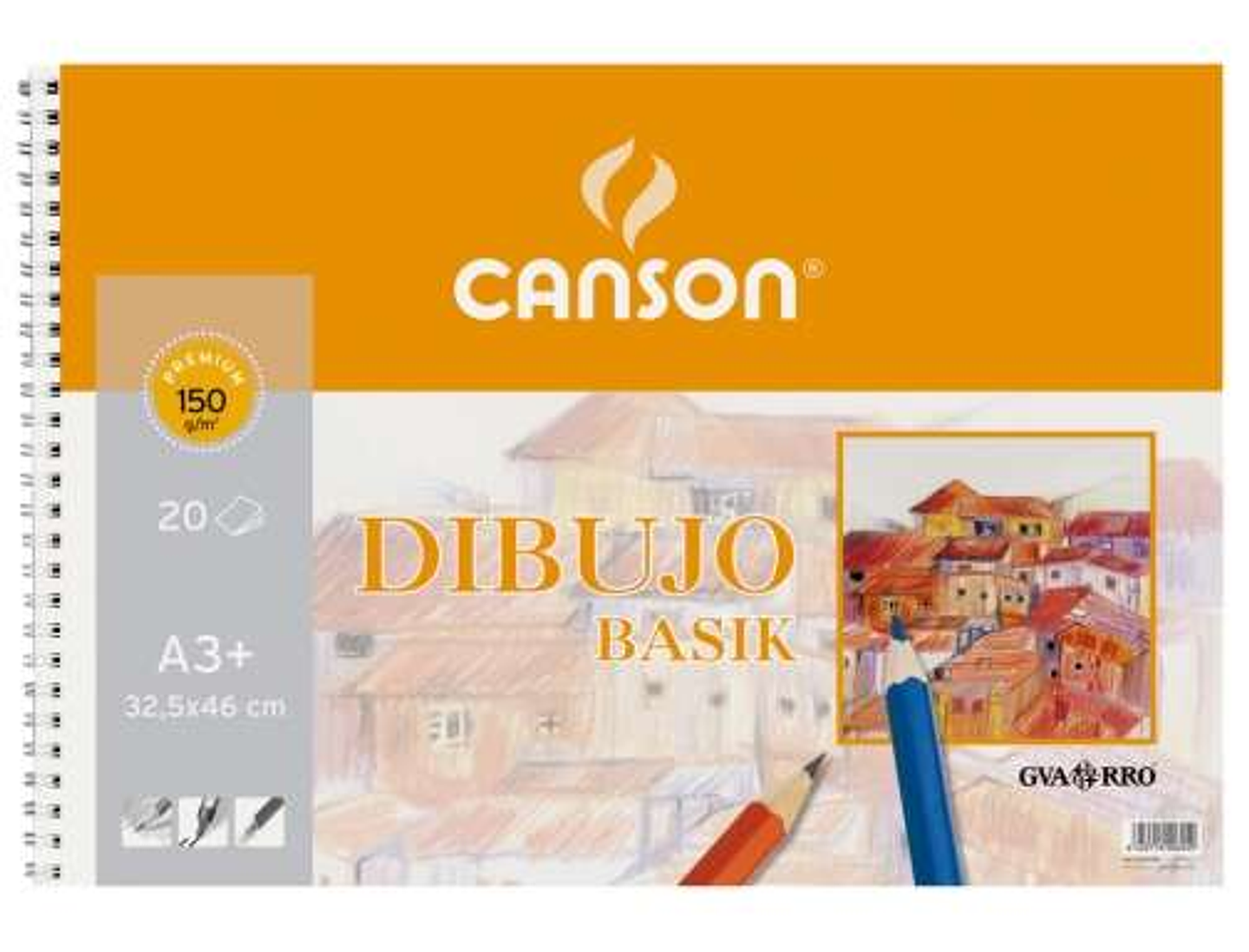 Canson Basik Bloc de Dibujo de 20 Hojas A3 150gr - Medidas 32.5x46cm - Color Blanco 1
