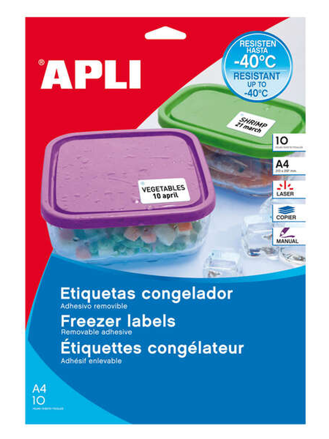 Apli Etiquetas Blancas Especial Congelador 38.1 x 21.2mm 10 Hojas 1